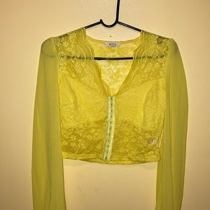 Neon lace blouse
